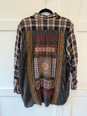 Johnny Was 3J Workshop Women’s Embroidered, Plaid, and Velvet Button Down